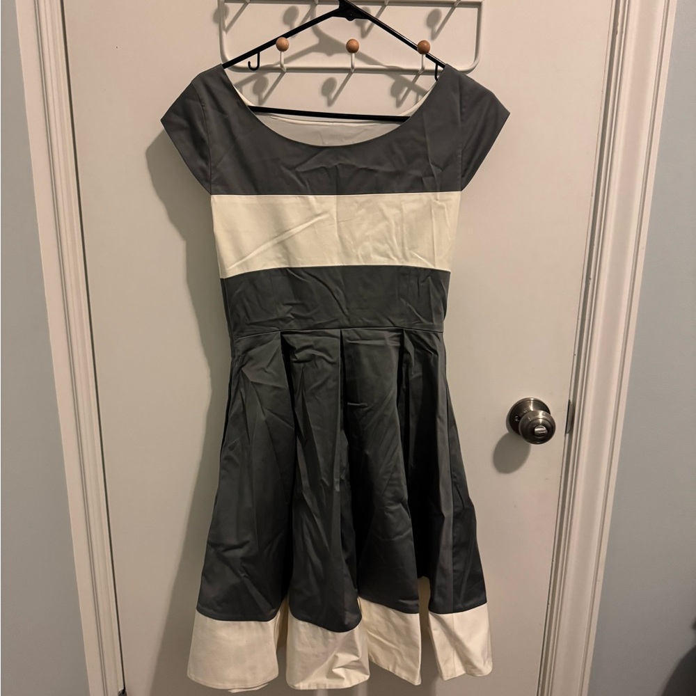 Kate Spade Charcoal and Cream Midi Dress